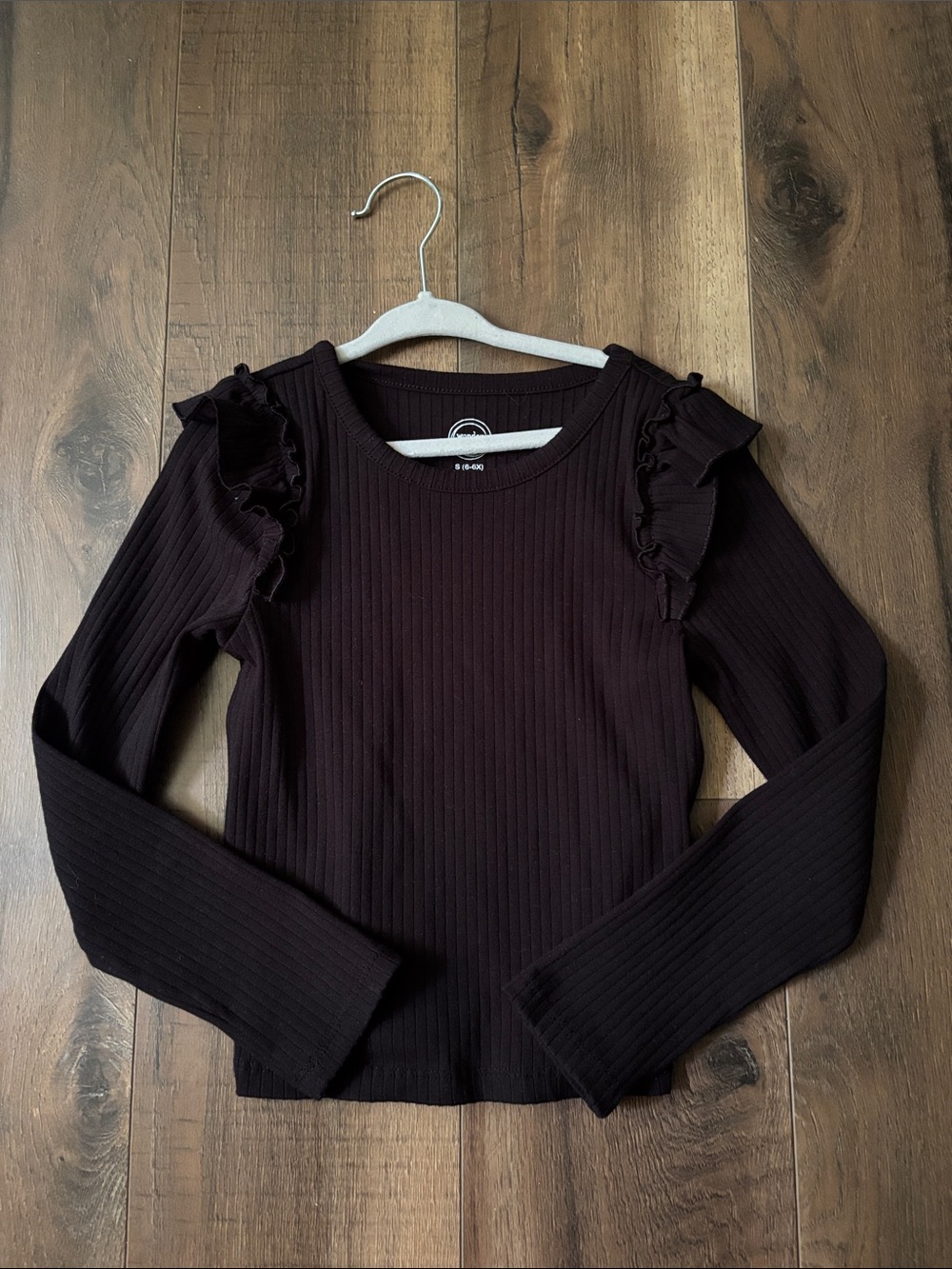 Kids Ruffle Shoulder Long Sleeve Top